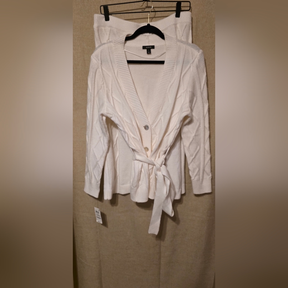 Alfani Cream Cable Knit Cardigan